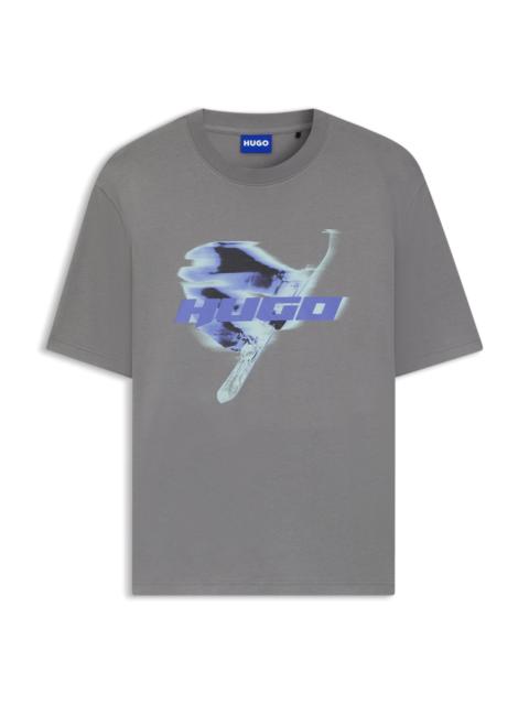 HUGO COTTON-JERSEY T-SHIRT WITH SNOWBOARDING LOGO ARTWORK