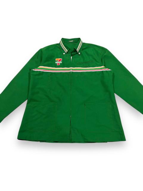Other Designers Japanese Brand × Uniform Wares - 🇯🇵 VINTAGE 7 ELEVEN SPELLOUT EMBROIDERED UNIFORM ZIPPER SHIRT