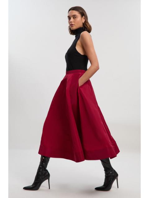 KAREN MILLEN Drama Taffeta Woven Midi Skirt