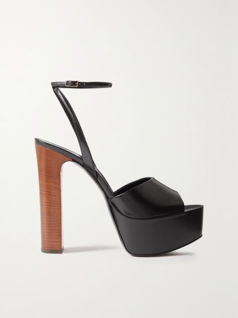 SAINT LAURENT Jodie glossed-leather platform sandals Black