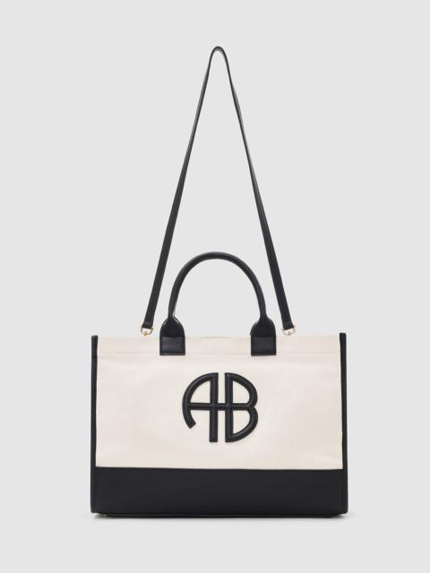 ANINE BING Medium Lara Tote - Natural Canvas With Black