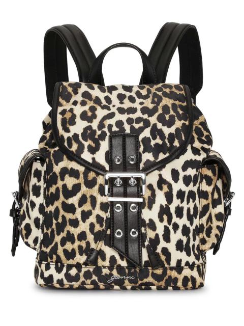 GANNI Leopard Small Nylon Bucky Backpack