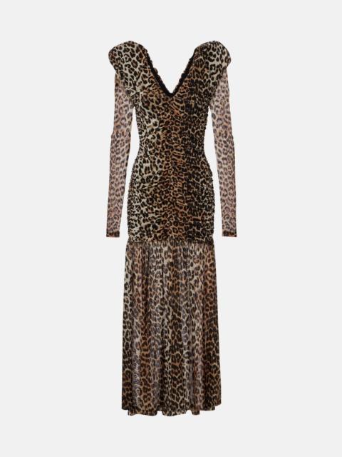 GANNI Leopard-print cloqué maxi dress