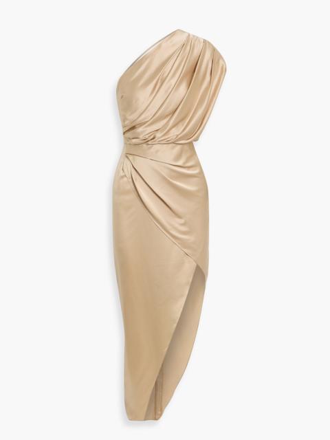 Other Designers One-shoulder open-back silk-satin maxi dress
