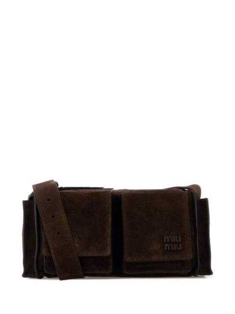 Miu Miu Miu Miu Women Dark Brown Suede Utilitaire Crossbody Bag