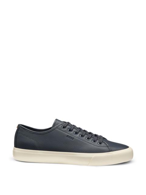 BOSS LOW-TOP TRAINERS IN GRAINED FAUX LEATHER