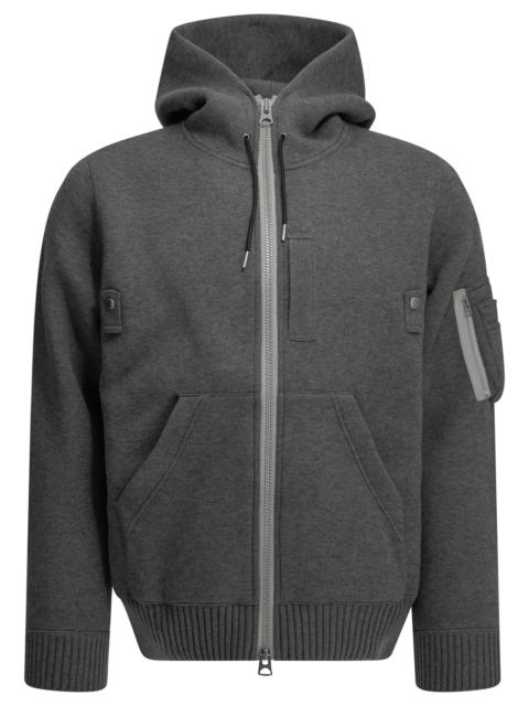sacai Sacai Zip-up Hooded Sweatshirt Grey Men
