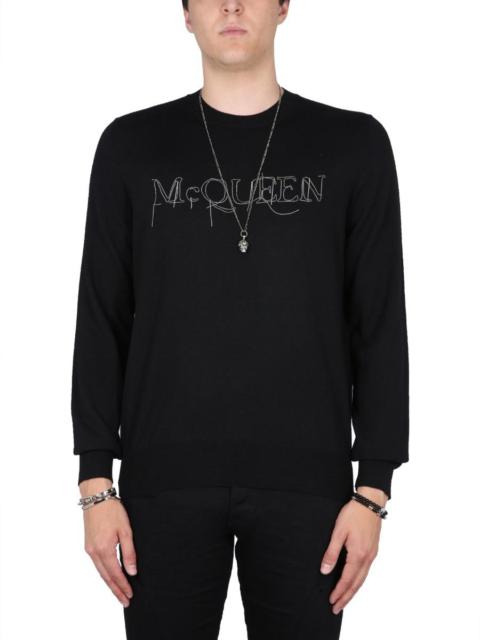 ALEXANDER MCQUEEN JERSEY WITH LOGO EMBROIDERY