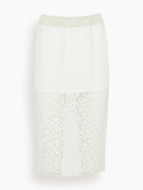 MARIA McMANUS Lace Ruched Skirt in White