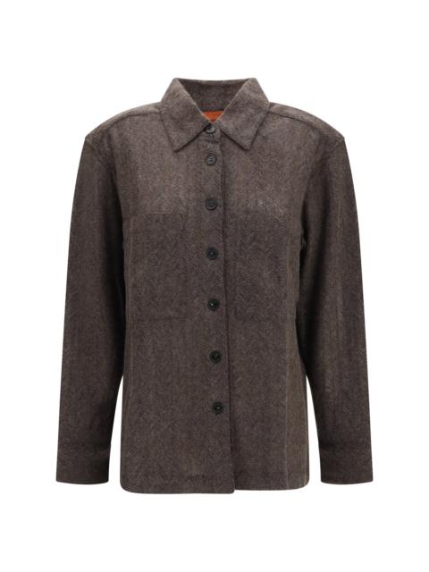 Missoni Missoni Cashmere-blend Zig Zag Shirt Brown Melange