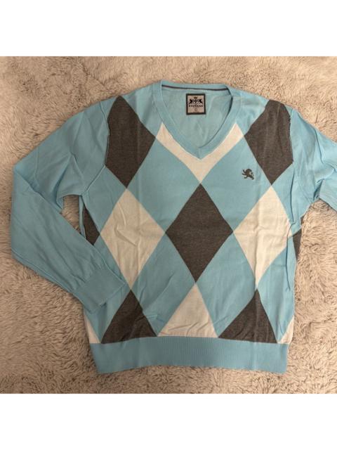 Other Designers Express Argyle Print V-Neck Cotton Sweater