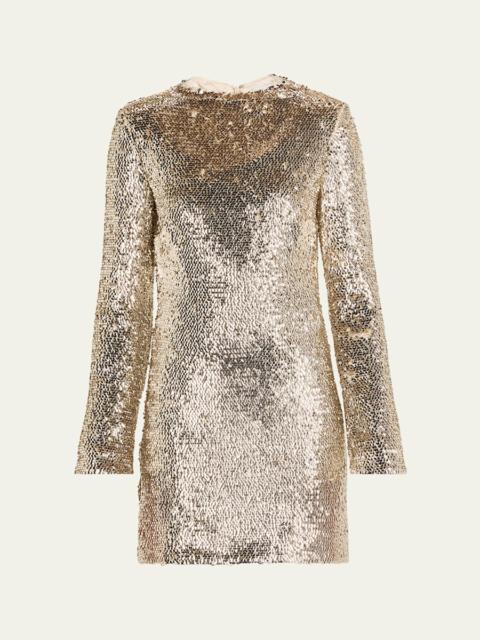 SIMKHAI Opal Sequined Long-Sleeve Mini Dress
