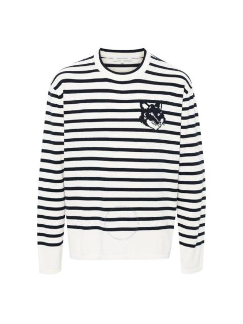 Maison Kitsune Striped Fox Head Intarsia Jumper