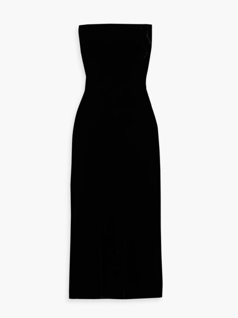 VERONICA BEARD Flora strapless velvet midi dress