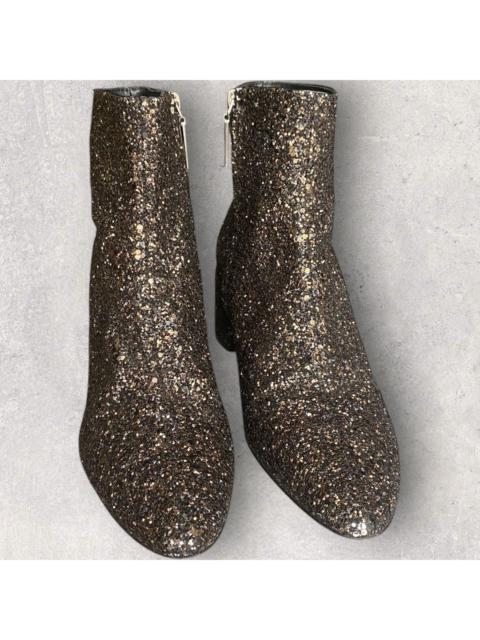 SAINT LAURENT SLP Gold Glitter Boots