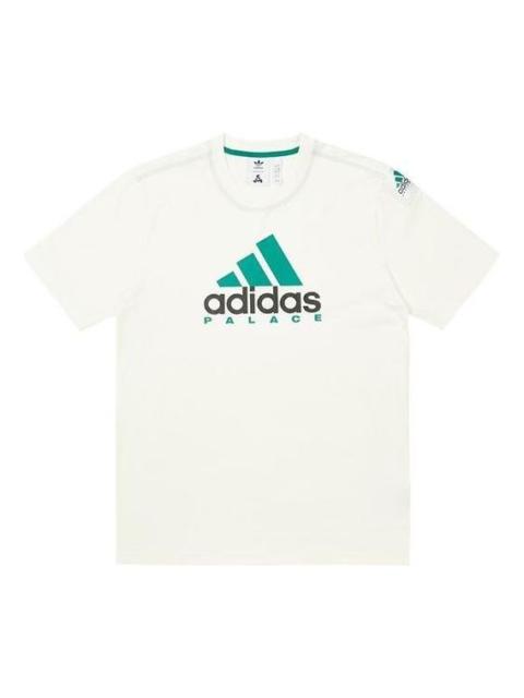 adidas Men's adidas x PALACE Crossover FW22 Alphabet Logo Round Neck Pullover Short Sleeve Creamy White T-S