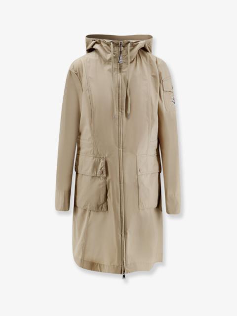 Moncler Moncler Laerte Cotton Blend Long Jacket Beige