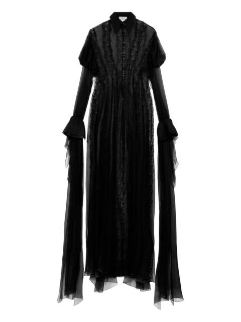 Blumarine lace-panelled puff-sleeve top