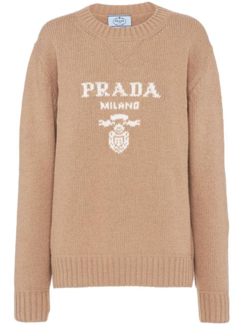 Prada logo-intarsia cashmere jumper