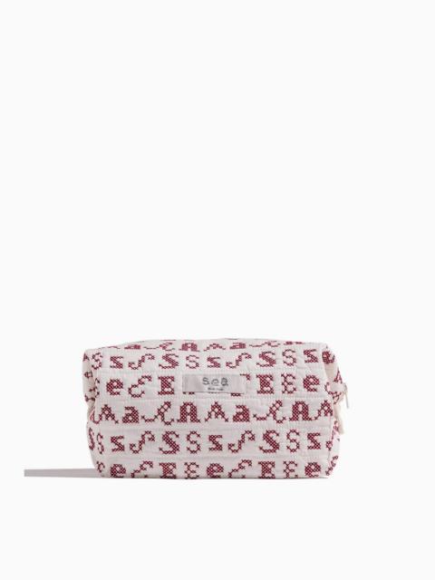 Sea Kit Embroidery Cosmetic Case in Cream
