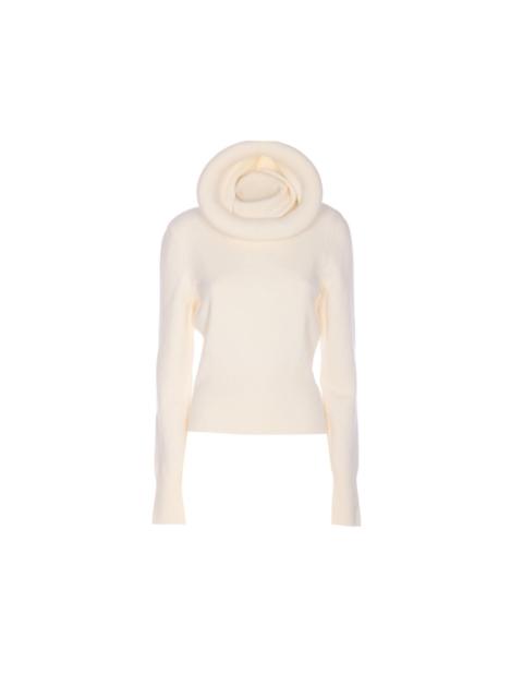 Alaïa Alaia Women Pullover With Sculptural Hood In Ribbed Knit