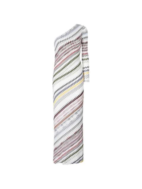 Missoni Missoni Women One-Shoulder Long Dress With Herringbone Pattern