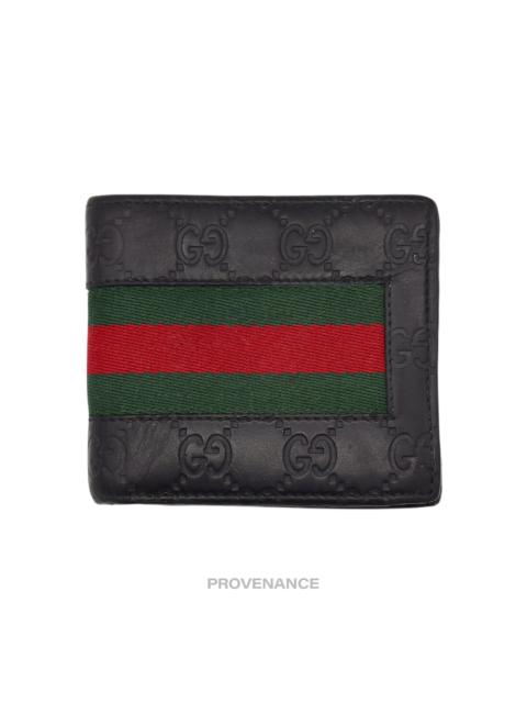 Gucci GG Supreme Signature Web Bifold Wallet - Black