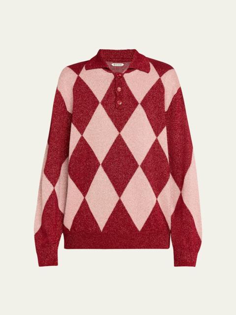 BODE Jockey Argyle Polo Sweater