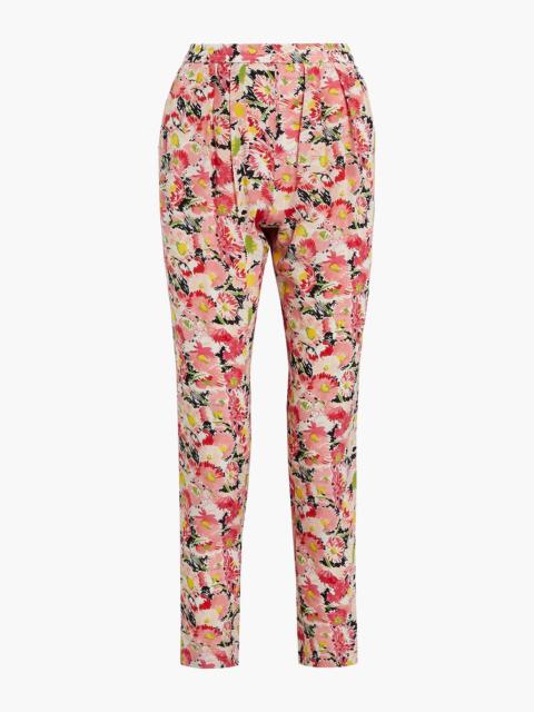 Stella McCartney Floral-print silk-crepe tapered pants