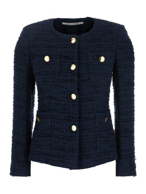 TAGLIATORE - Tagliatore Women 'Beverly' Blue Jacket With Metal Buttons In Cotton Tweed Woman