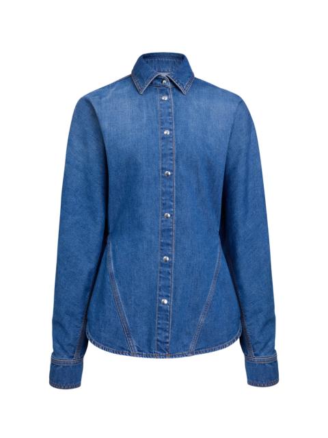 Alaïa Curved Denim Shirt blue