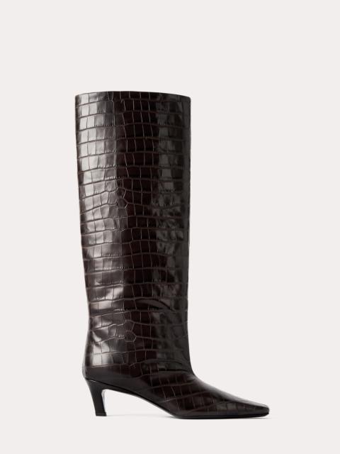 TOTEME The Wide Shaft Boot dark brown croco