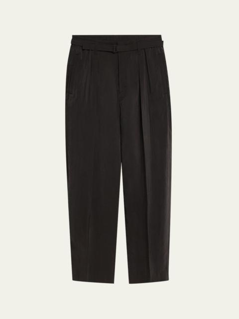 Lemaire Men's Belted Silk Relaxed-Fit Pants