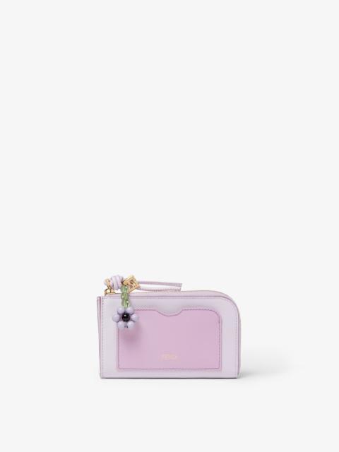 FENDI FF Diamonds Card Case Pouch Lilac leather card case