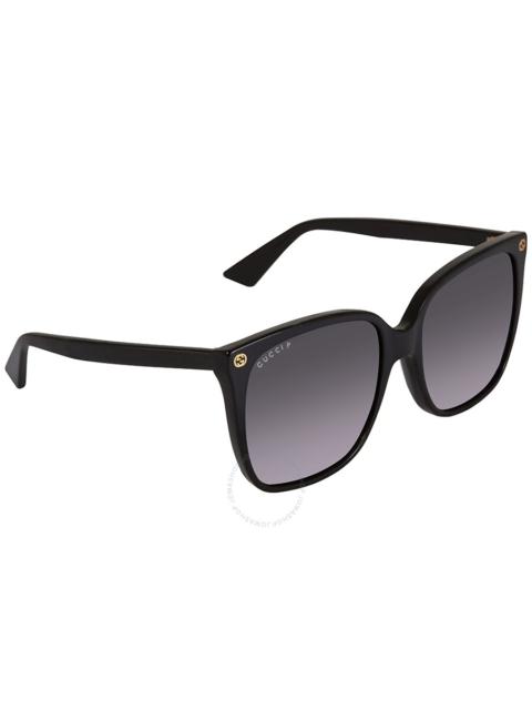 GUCCI Gucci Grey Gradient Polarized Square Ladies Sunglasses GG0022S 007 57