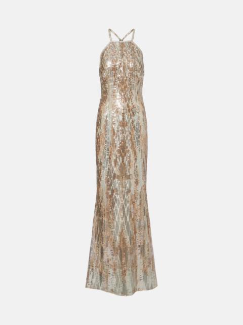 ELIE SAAB Sequined silk-blend gown