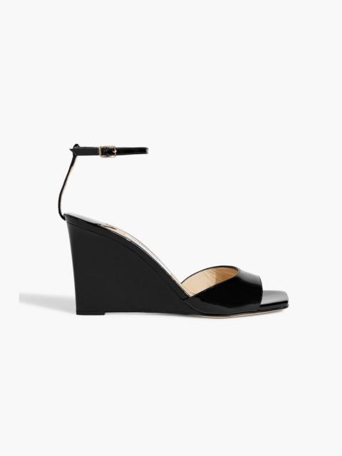 JIMMY CHOO Brien 85 patent-leather wedge sandals