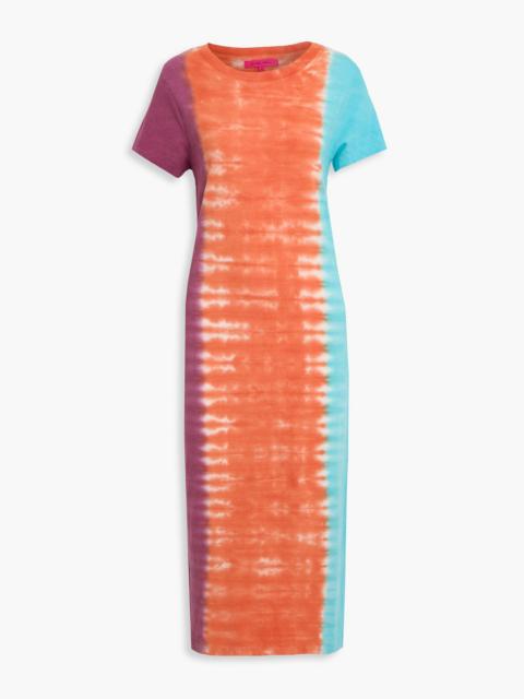 The Elder Statesman Tie-dyed cotton and linen-blend jersey midi dress