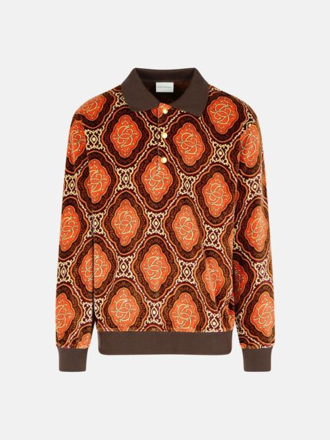 Drôle de Monsieur 'VELOURS MÉDAILLON' BROWN COTTON POLO SHIRT