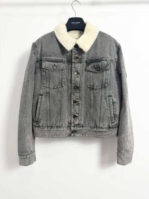 SAINT LAURENT Saint Laurent SLP18SS Gray Washed Shearling Denim Jacket