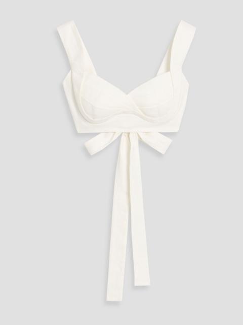 Zimmermann Tie-back draped linen bra top