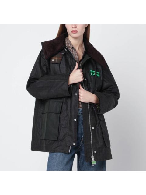 Other Designers Barbour X Ganni Waxed Duffle Coat With Tartan Details Women