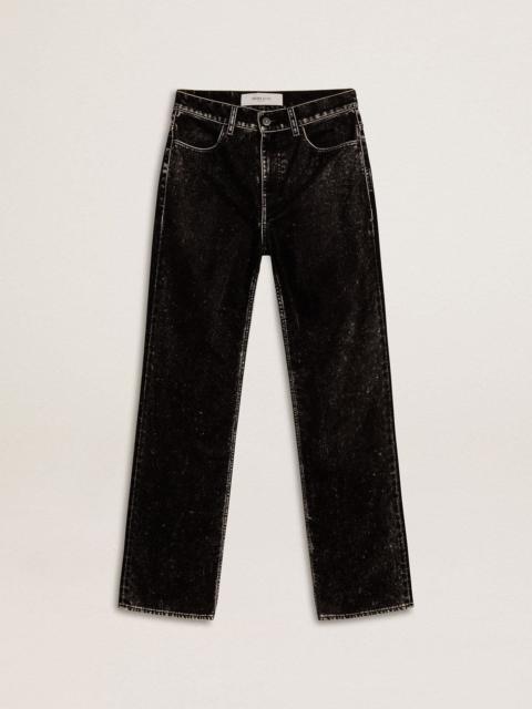 Golden Goose Women's black jeans with a velvet-like wash effect