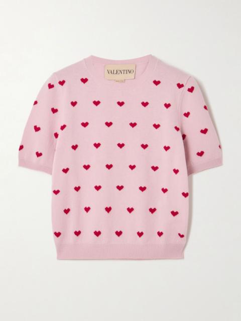 Valentino Cropped intarsia wool sweater Pink