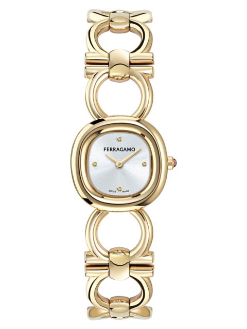 FERRAGAMO FERRAGAMO Double Gancini Bracelet Watch, 25mm in Yellow Gold at Nordstrom
