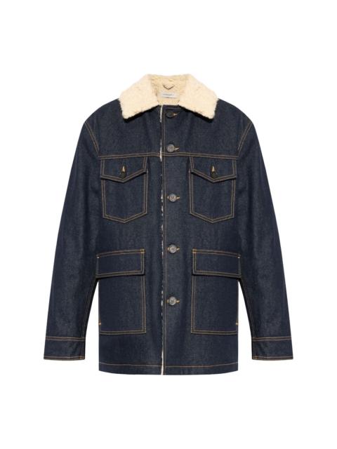 shearling-collar denim jacket