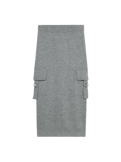 Blumarine cargo-pockets wool midi skirt