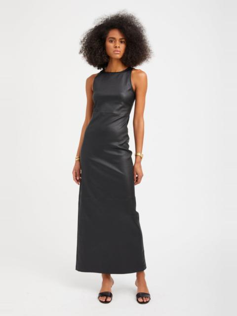 SPRWMN BLACK LEATHER AUDREY MAXI DRESS