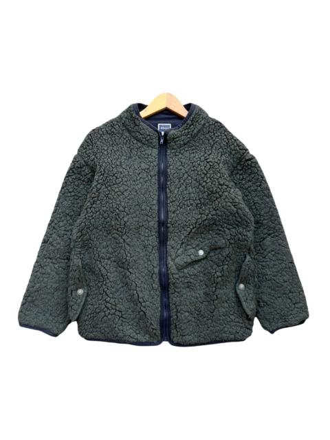 Other Designers Vtg 80s 45RPM Japan Fleece Green Snap Button Zipper Sweater