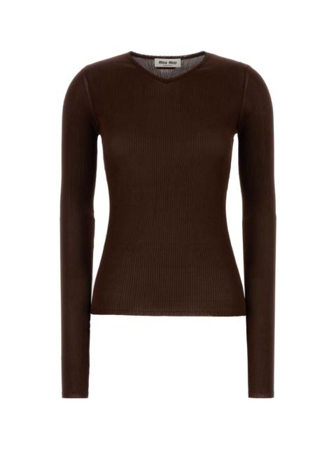 Miu Miu Chocolate Silk T-shirt